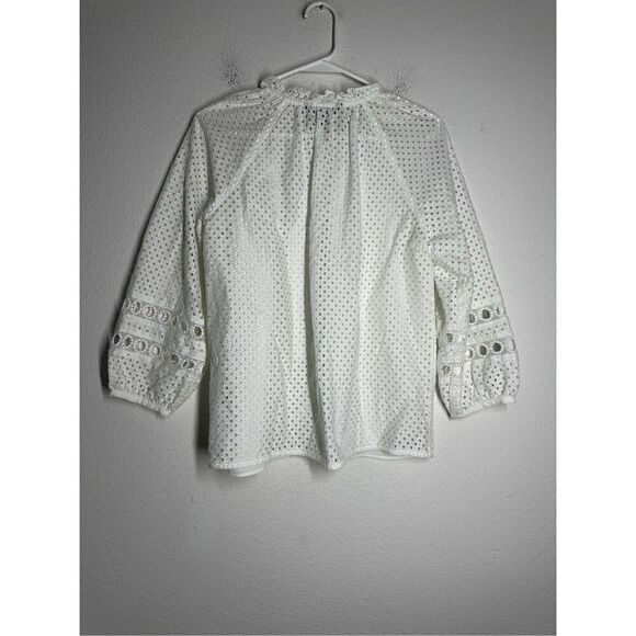Banana Republic Bohemian Romantic TEXTURED EYELET BLOUSE White Size SP - Picture 5 of 12